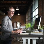 office desk, man, business